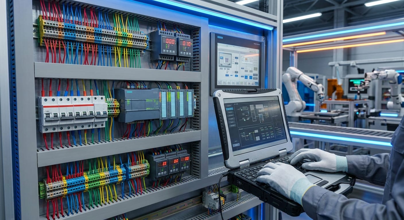 Programação de CLP em painel de automação industrial